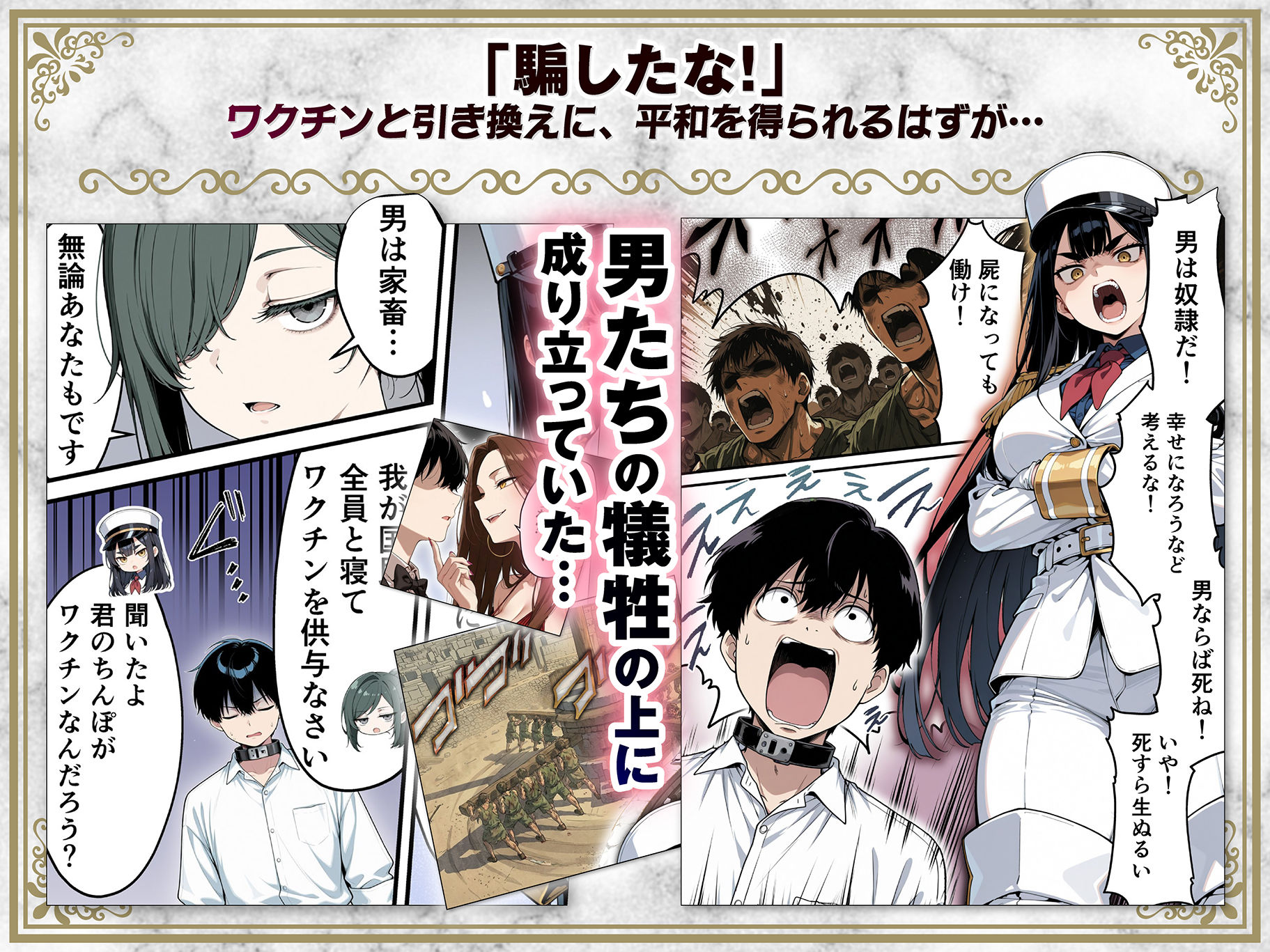 太眉おっぱい長官と貧乳ジト目副官にワクチンポな僕が搾精部屋へ閉じ込められる話 サンプル画像4