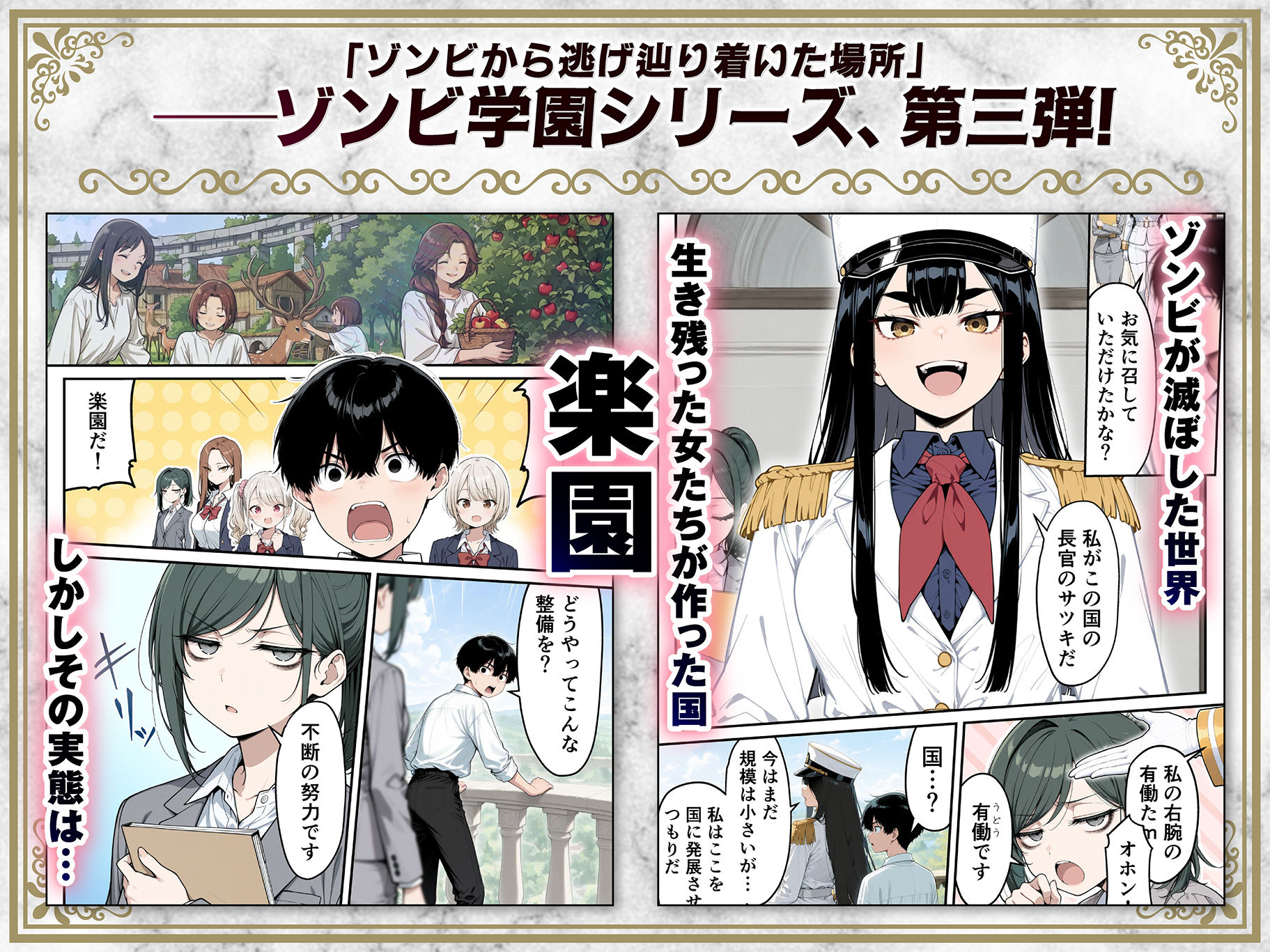 太眉おっぱい長官と貧乳ジト目副官にワクチンポな僕が搾精部屋へ閉じ込められる話 サンプル画像3